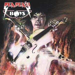 Albumcover. Eine Frau mit dunklen Haaren hält eine Gitarre und eine Geige. Der Titel 'Mamas Boys' steht oben.