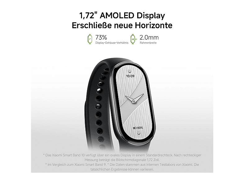 Thumbnail - XIAOMI Smartband 10, Fitness Tracker, 135-210 mm, Glasier Silver