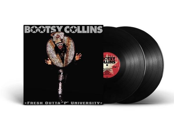 Albumcover von Bootsy Collins, zwei Schallplatten. Das Cover zeigt Collins in einem Leoparden-Print-Outfit und den Albumtitel.
