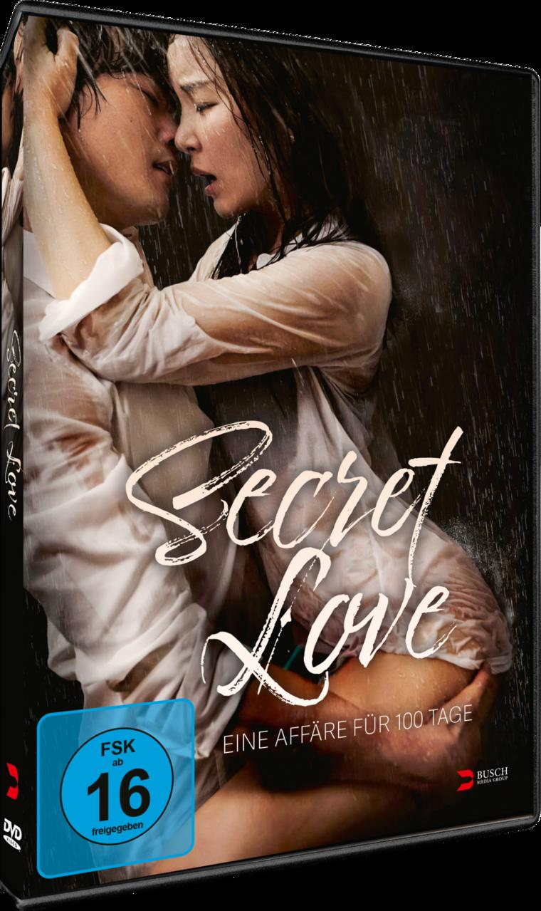 Ein Paar küsst sich im Regen. "Secret Love" DVD-Cover mit FSK 16.