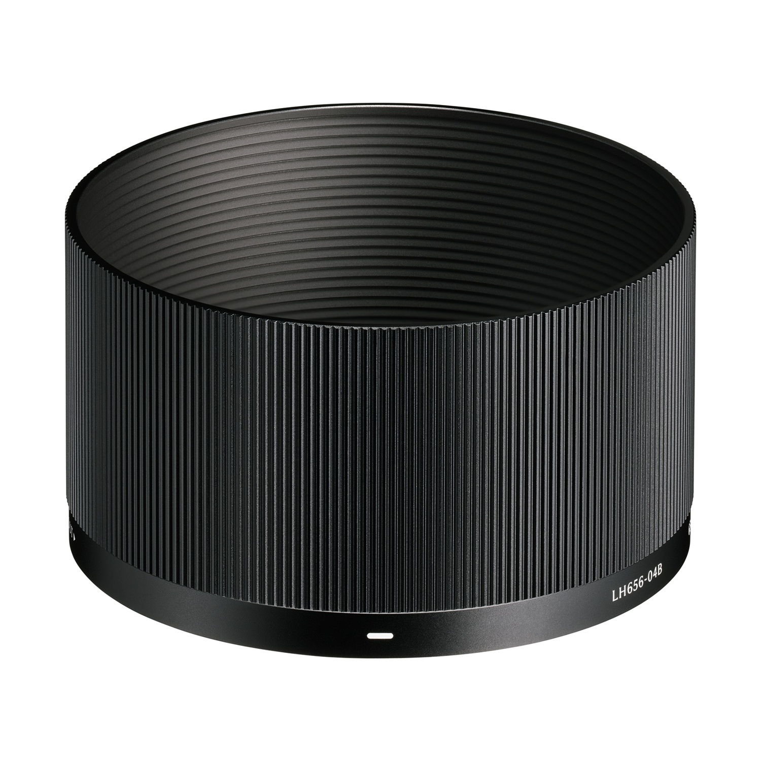 Un paraluce nero. Ha delle scanalature verticali all'esterno e una base piatta e liscia. È visibile il numero di modello LH656-04B.