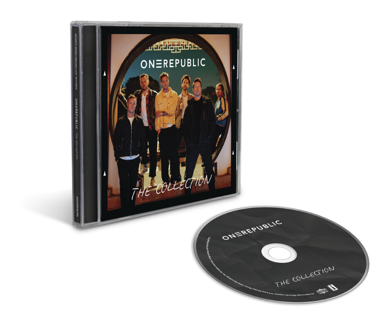 CD-Hülle und Disc von OneRepublics 'The Collection'. Die Hülle zeigt die Band, die Disc hat Bandname und Albumtitel.