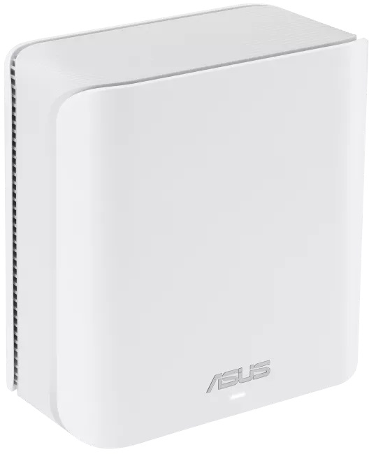 Fehér ASUS router lekerekített sarkokkal. Az ASUS logója látható alul. Szellőzőnyílás van a bal oldalon.