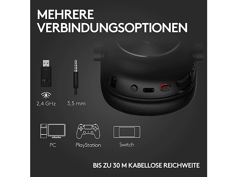 LOGITECH G pro X 2 Lightspeed Kabelloses Gaming Headset, Blue VO!CE, Bluetooth, 7.1 Surround-Sound, Schwarz — Foto 4 von 5