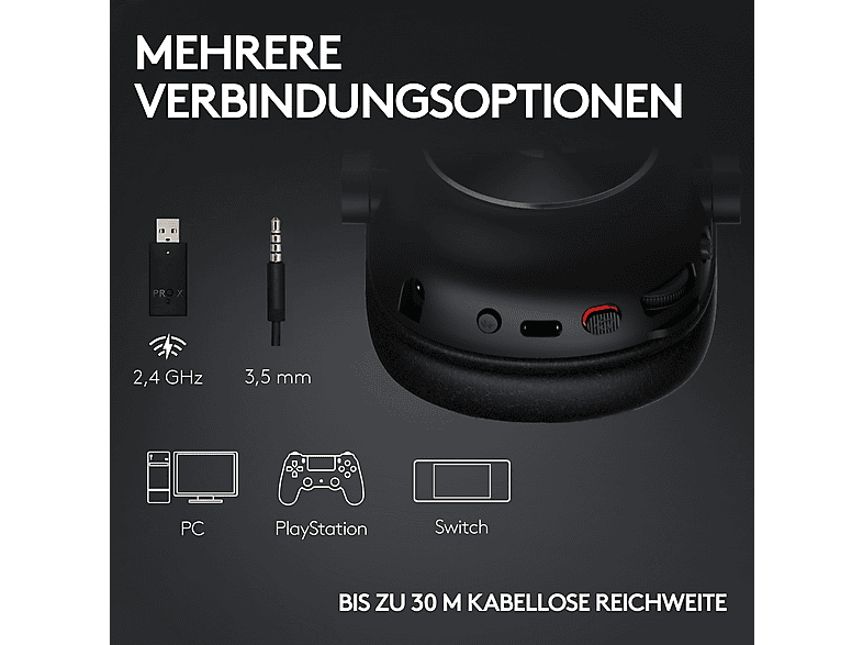 LOGITECH G pro X 2 Lightspeed Kabelloses Gaming Headset, Blue VO!CE, Bluetooth, 7.1 Surround-Sound, Weiß — Foto 4 von 5