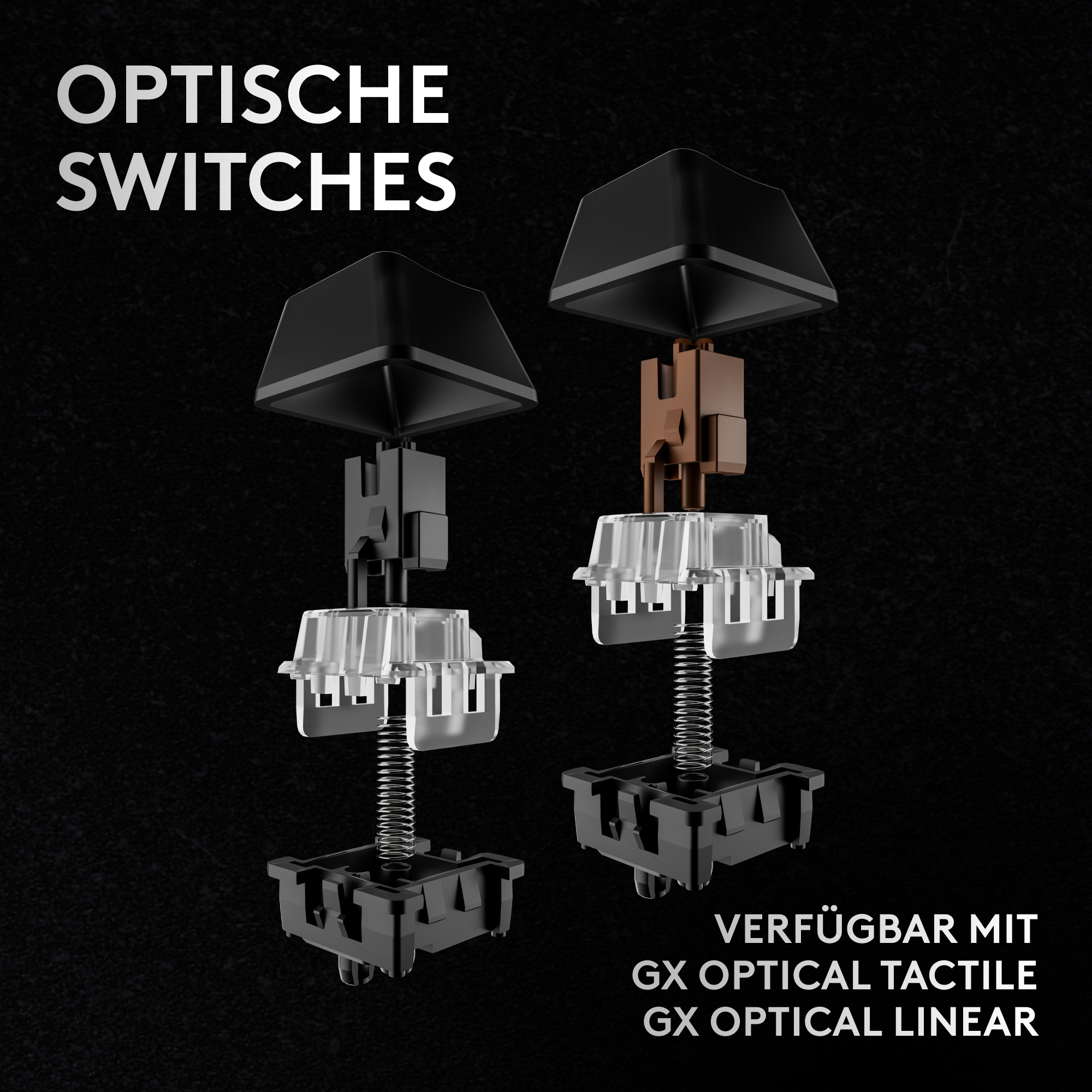 Diagramm optischer Schalter. Zwei Designs, schwarz und braun, mit transparenten und schwarzen Komponenten.