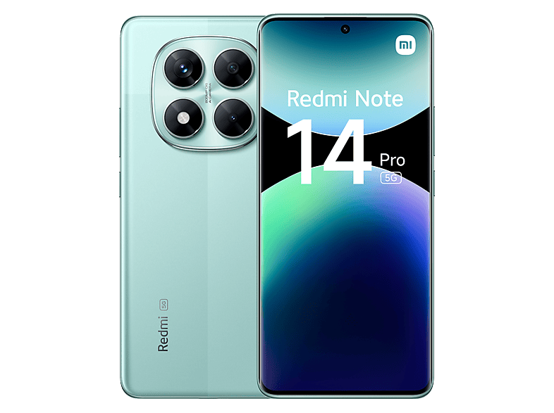 Xiaomi Redmi Note 14 Pro 5G, Verde coral, 256 GB, 8 GB RAM, 6.67 AMOLED 1.5K, MediaTek Dimensity 7300-Ultra, 5110 mAh