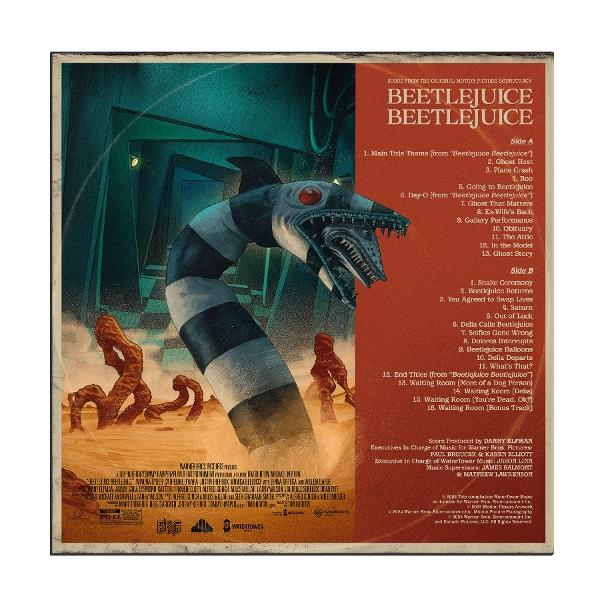 Poster für Beetlejuice. Ein sandwurmähnliches Wesen mit schwarz-weißen Streifen wird gezeigt.