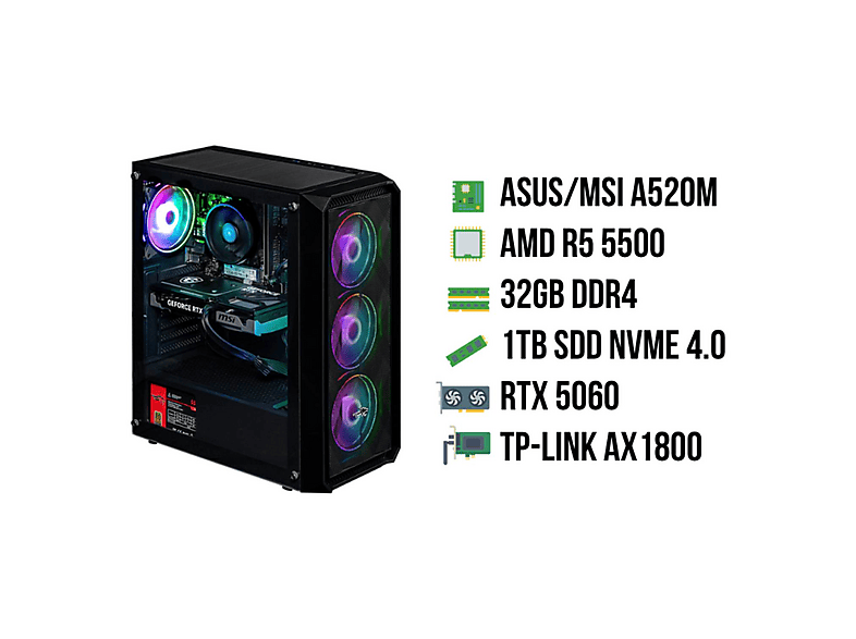 EXTREMEGAMER CLASSIC LEVEL 2 V3 | AMD Ryzen 5 5500 | 32 GB - 1 TB