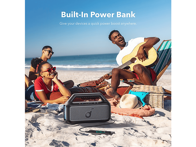 Głośnik mobilny SOUNDCORE Boom 2 Czarny – zdjęcie 2