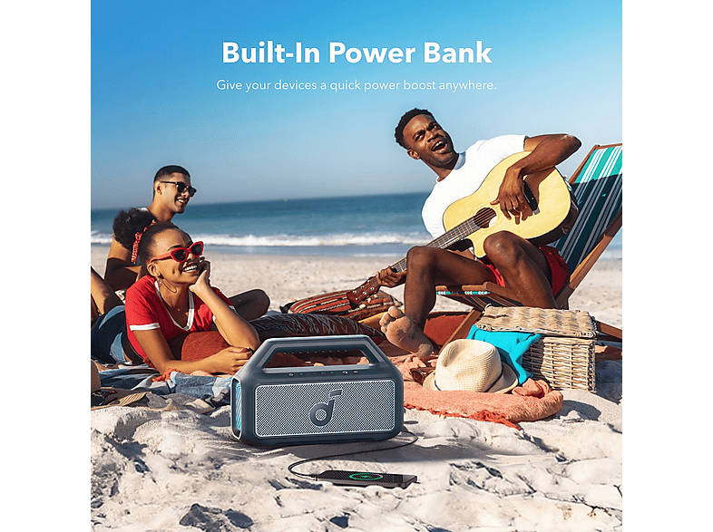 Głośnik mobilny SOUNDCORE Boom 2 Niebieski – zdjęcie 3