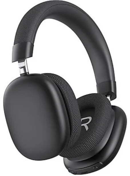 Czarne słuchawki nauszne. Nauszniki są wyściełane. Opaska na głowę jest czarna, z teksturowaną górą. Widoczne są srebrne metalowe akcenty.