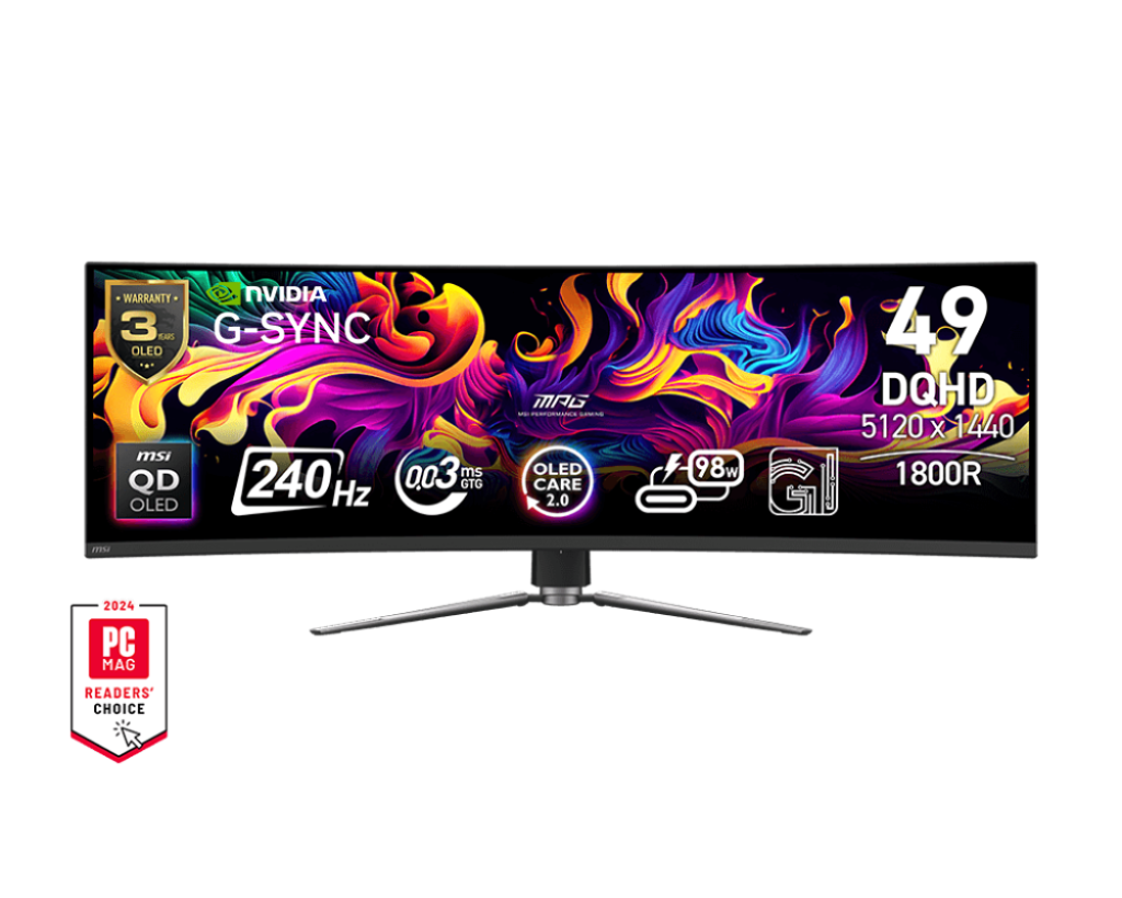 MSI MPG 491CQPX QD-OLED 49'' Ívelt DQHD 240 Hz 32:9 Gamer Monitor