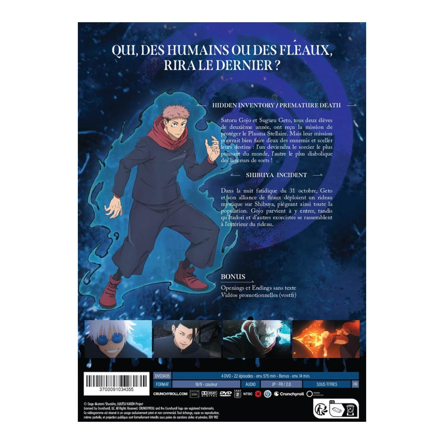 Anime DVD-hoes. Een personage in een rode hoodie staat op een blauwe achtergrond. Tekst in het Frans.