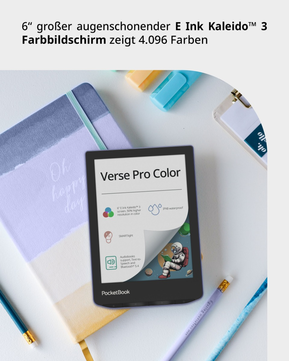 POCKETBOOK Verse Pro Color eBook-Reader, 16 GB, Lavender Dream