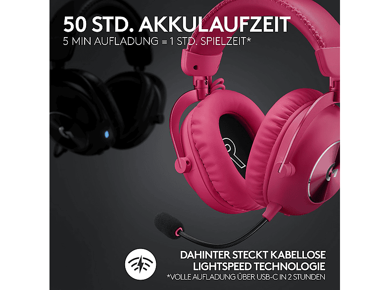 Thumbnail - LOGITECH PRO X 2 LIGHTSPEED, Over-ear Gaming Headset Bluetooth Magenta