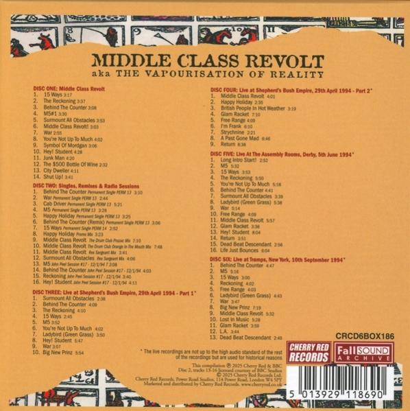 Albumcover für Middle Class Revolt, brauner Hintergrund mit Titellisten und Logo.