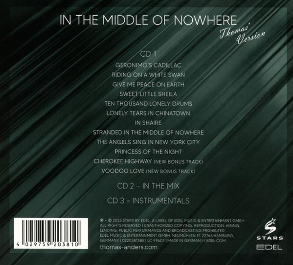 Albumcover. Titel: In the Middle of Nowhere. Titelliste und Credits auf dunklem grünen Hintergrund.