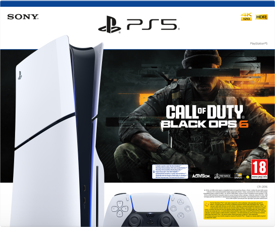 Konsola i kontroler PlayStation 5 są wyświetlane z pudełkiem gry Call of Duty Black Ops 6.