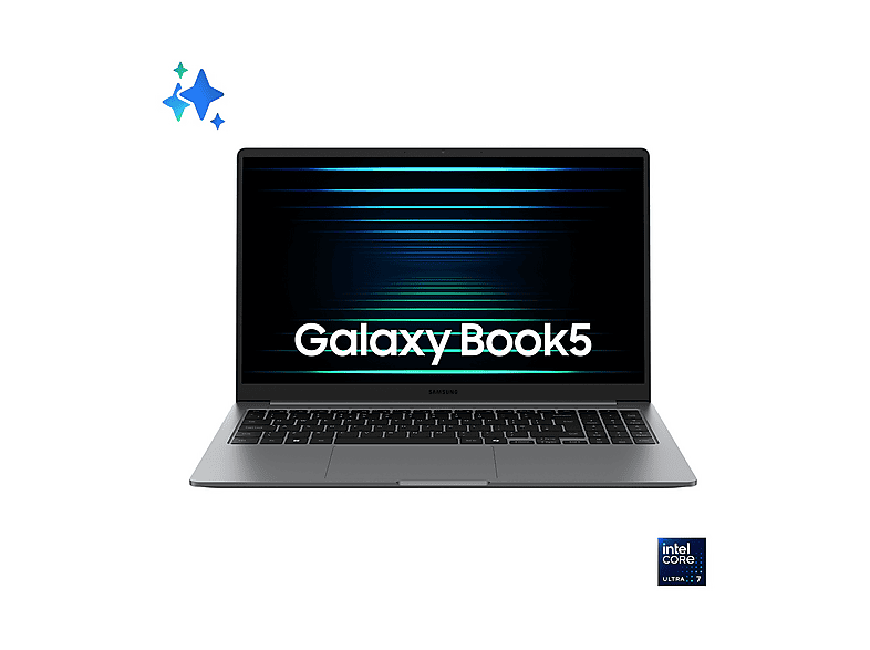 SAMSUNG Galaxy Book5 NOTEBOOK, 15,6 '', processore Intel® Core Ultra 7 255U, Intel®, RAM 32 GB, 1000 GB SSD, Grey, Windows 11 Home