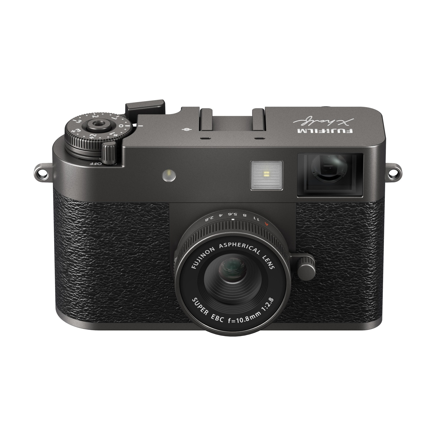 Una fotocamera Fujifilm X-H2S grigia. Ha un obiettivo, ghiere e il logo Fujifilm. L'obiettivo dice Fujinon e Super EBC.