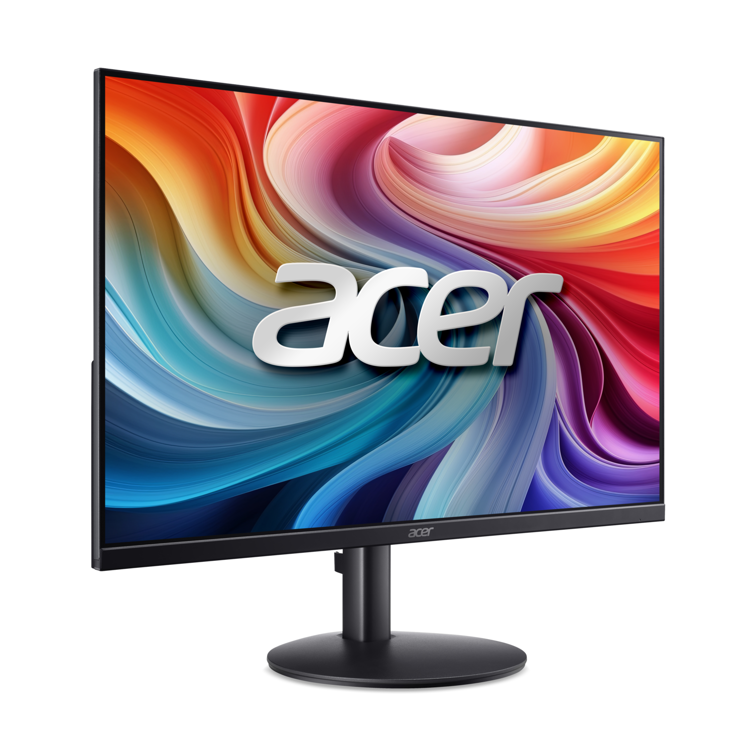 Un écran Acer affichant un design abstrait coloré. Le logo Acer est bien en évidence. Le fond est noir.