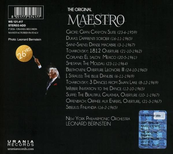 CD-Cover mit Text, Bild eines Dirigenten und goldenem Siegel. Listet Musikkompositionen und Credits auf.