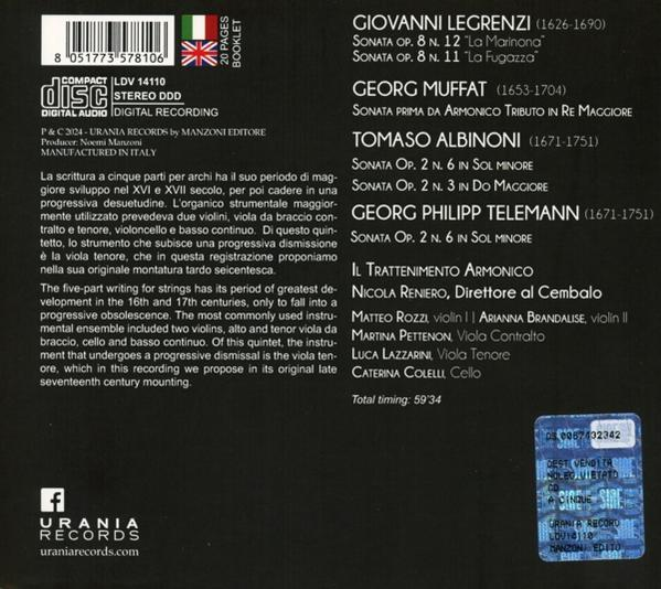 CD-Cover mit Text. Listet Musikkompositionen verschiedener Komponisten auf. Enthält Titelliste und Details der Interpreten.