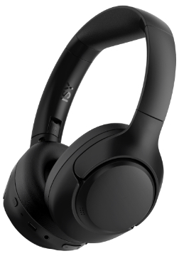 Czarne słuchawki nauszne. Widoczne nauszniki i pałąk, z nazwą marki 'XSI' z boku.