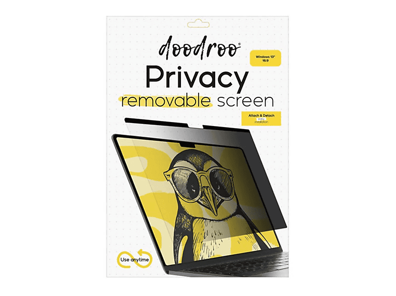 Folia prywatyzująca DOODROO Privacy Widnows 14 cali 16:9 Przezroczysty