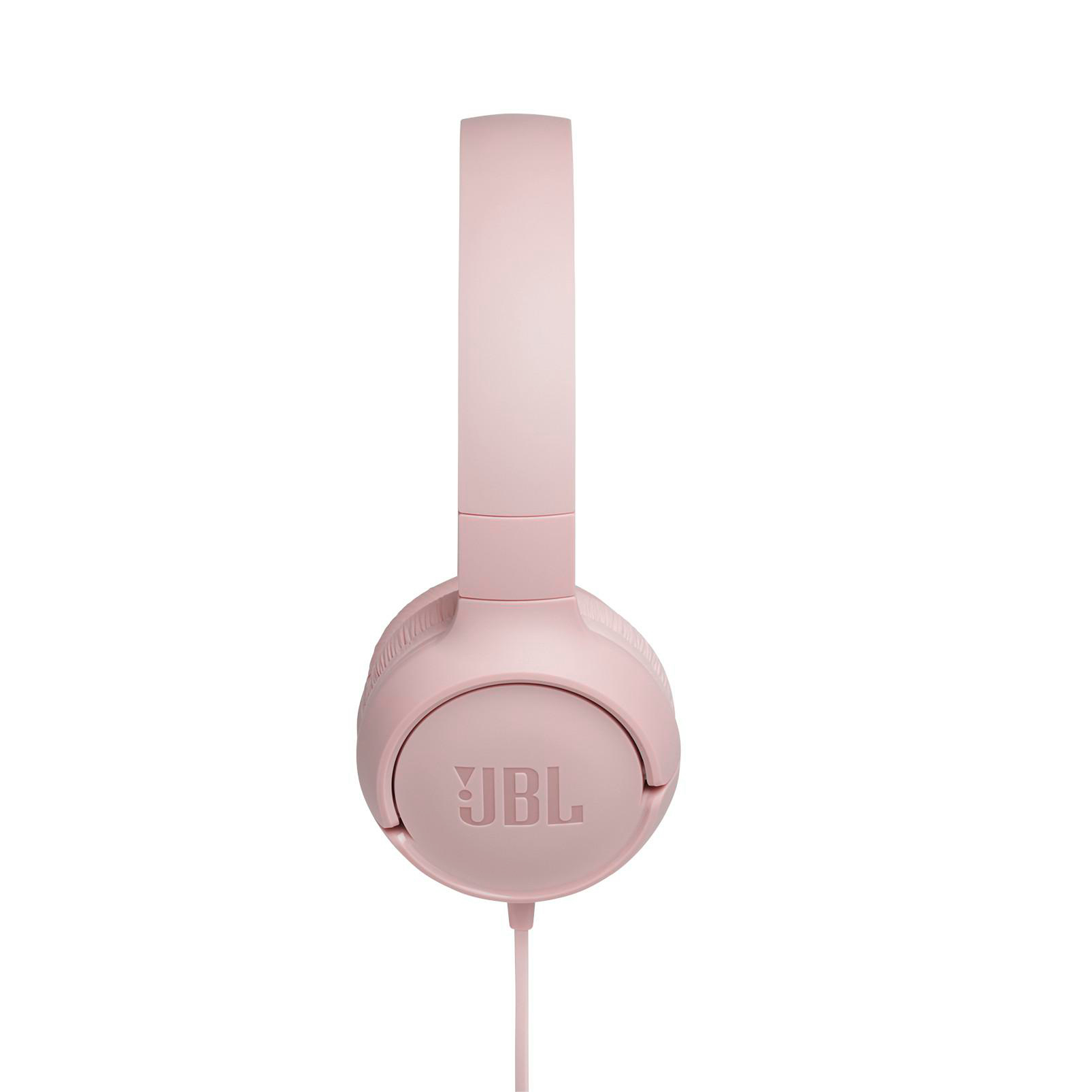 Ein pinkfarbenes JBL-Headset. Die Kopfhörer sind zentriert, der Markenname ist auf der Ohrmuschel sichtbar.