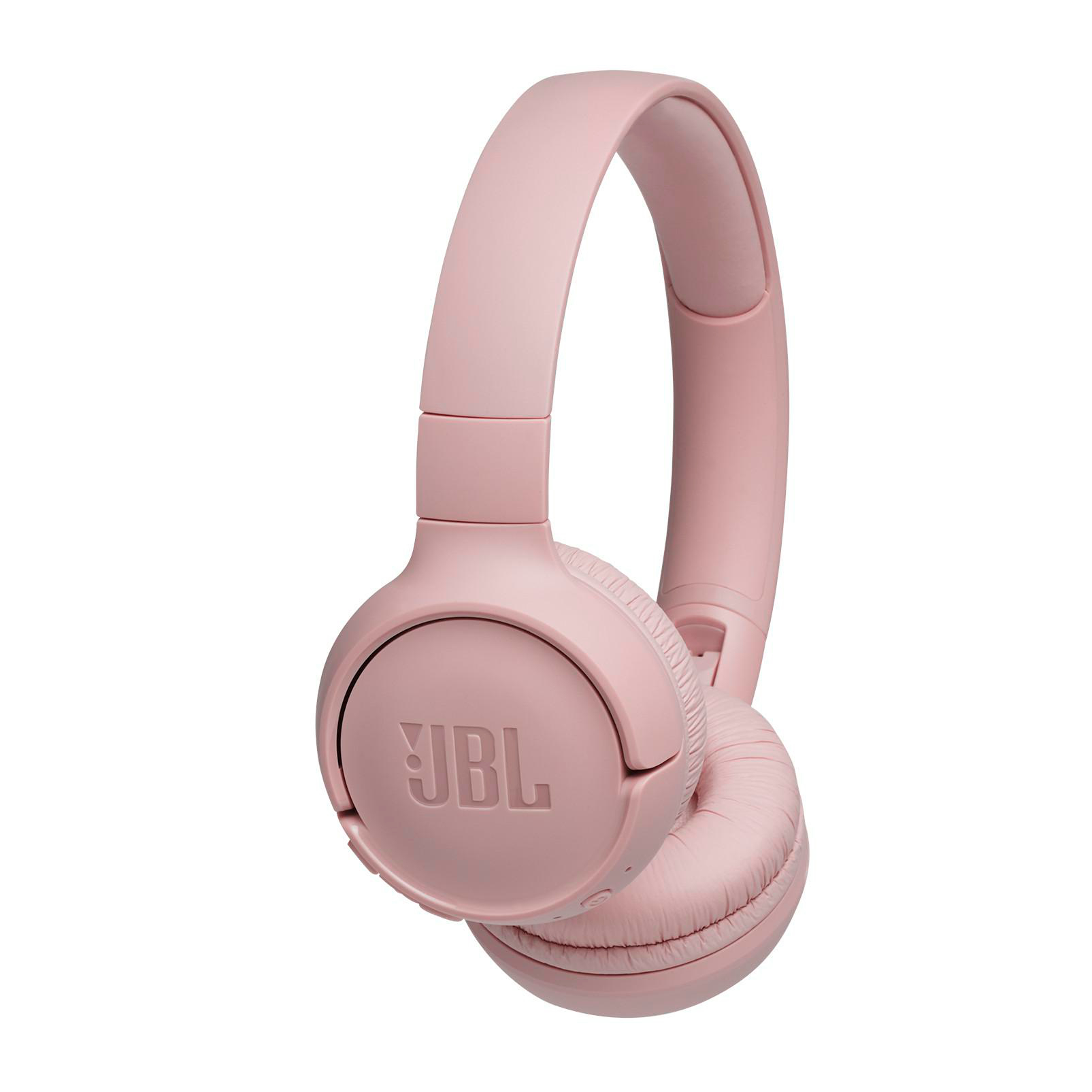 Rosa JBL-Kopfhörer. Die Kopfhörer sind Over-Ear und haben ein gebogenes Kopfband. JBL-Logo sichtbar.