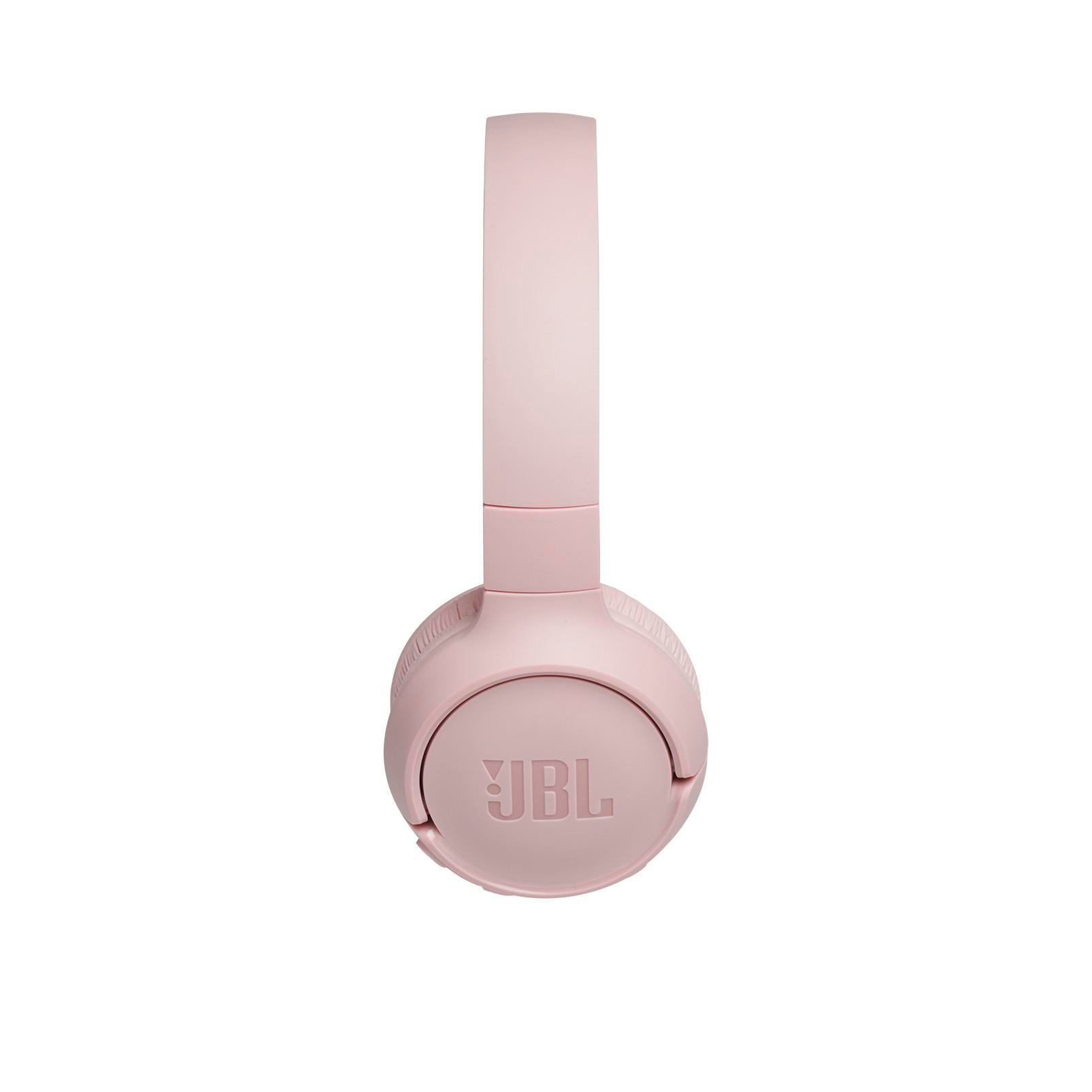 Rosa JBL-Kopfhörer auf weißem Hintergrund. Die Kopfhörer sind Over-Ear-Stil mit sichtbarem JBL-Logo.