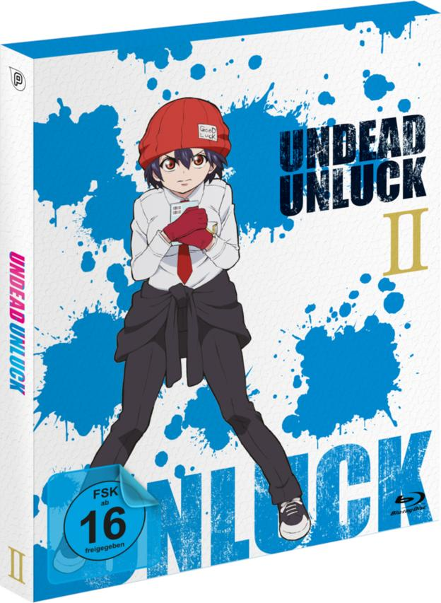 Anime-Box-Art eines Charakters mit roter Mütze, weißem Hemd, schwarzer Hose. Blauer Spritzer-Hintergrund, Titel UNDEAD UNLOCK II.