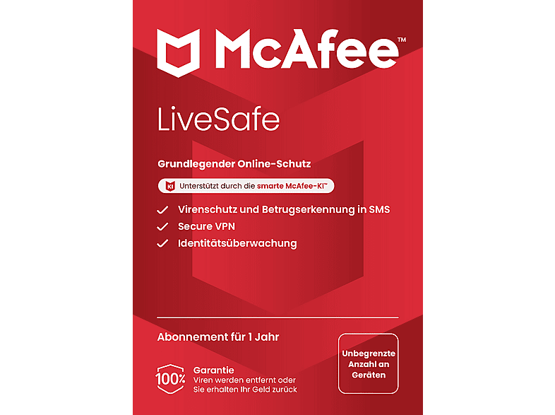 McAfee LiveSafe Attach für alle Geräte in einem Haushalt, 1 Jahr, Code ...