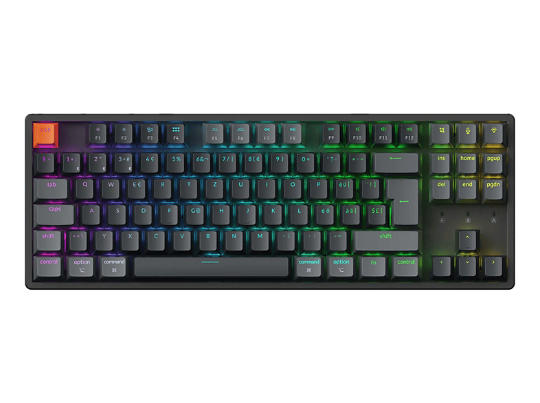 KEYCHRON K8 QMK v2 Brown Switch (CH) Wireless, Gaming-Tastatur, Mechanisch, Bluetooth 5.2/Kabelgebunden, Schwarz