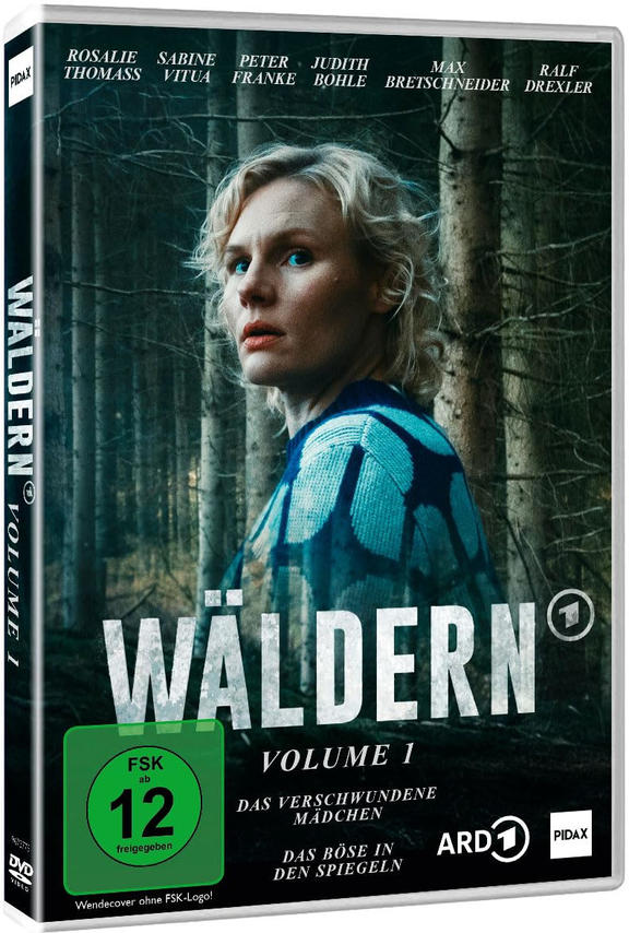DVD-Hülle von "Wäldern Vol. 1". Eine Frau mit blonden Haaren blickt über die Schulter in einen Wald. Text enthält Schauspieler und Bewertungen.