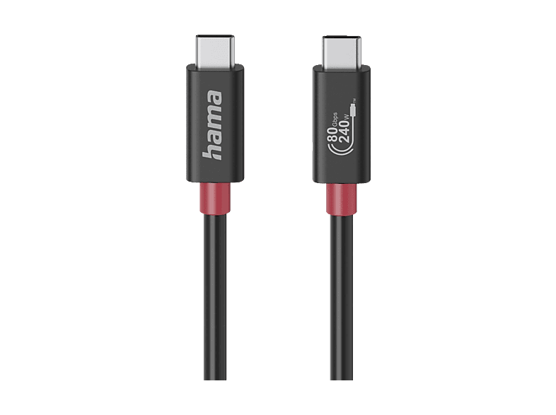 HAMA 200799 USB-C-KABEL, USB4, 80 GBIT/S, 1M USB-C Kabel, Schwarz