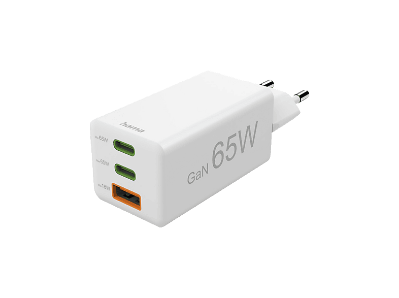 HAMA USB-C / USB-A Mini-Ladegerät Universal, Weiß