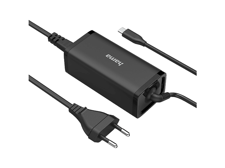 HAMA USB-C Euro-Stecker Notebook-Netzteil Universal, 5 - 20 Volt 100 W, Schwarz