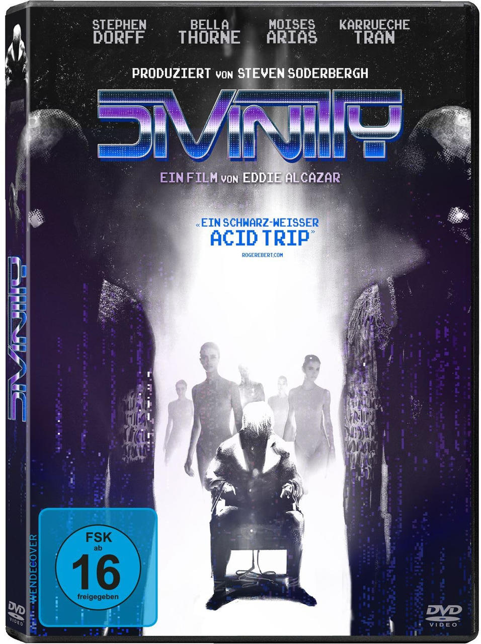 DVD-Cover für 'Omnip'. Es zeigt Schauspielernamen, einen Titel und Figuren in einer dunklen Szene mit einer Person auf einem Stuhl. FSK 16.