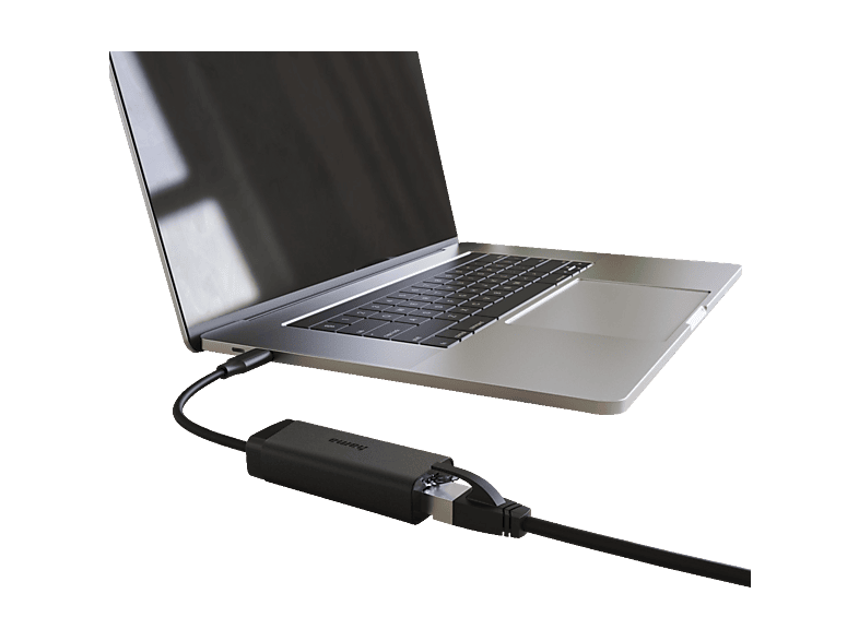 Thumbnail - HAMA USB-C-Stecker auf LAN/Ethernet-Buchse Netzwerk Adapter, Schwarz
