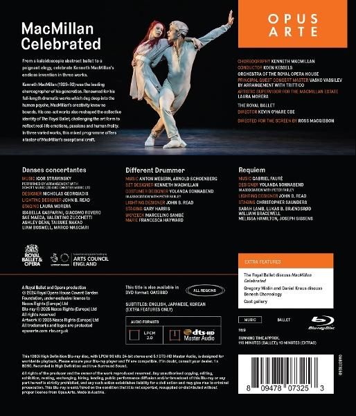 Ballett-DVD-Cover. Ein Paar in Tanzpose mit Text: MacMillan Celebrated, Opus Arte und Ballettdetails.