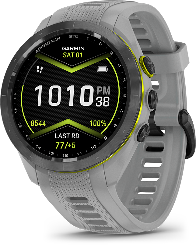 GARMIN Approach S70 okosóra, 42mm, fekete kerámia tok - púder szíj (010-02746-11)