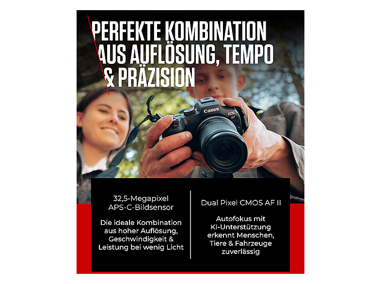 CANON EOS R7 Kit Systemkamera mit Objektiv 18 - 150 mm, 7,5 cm Display Touchscreen, WLAN