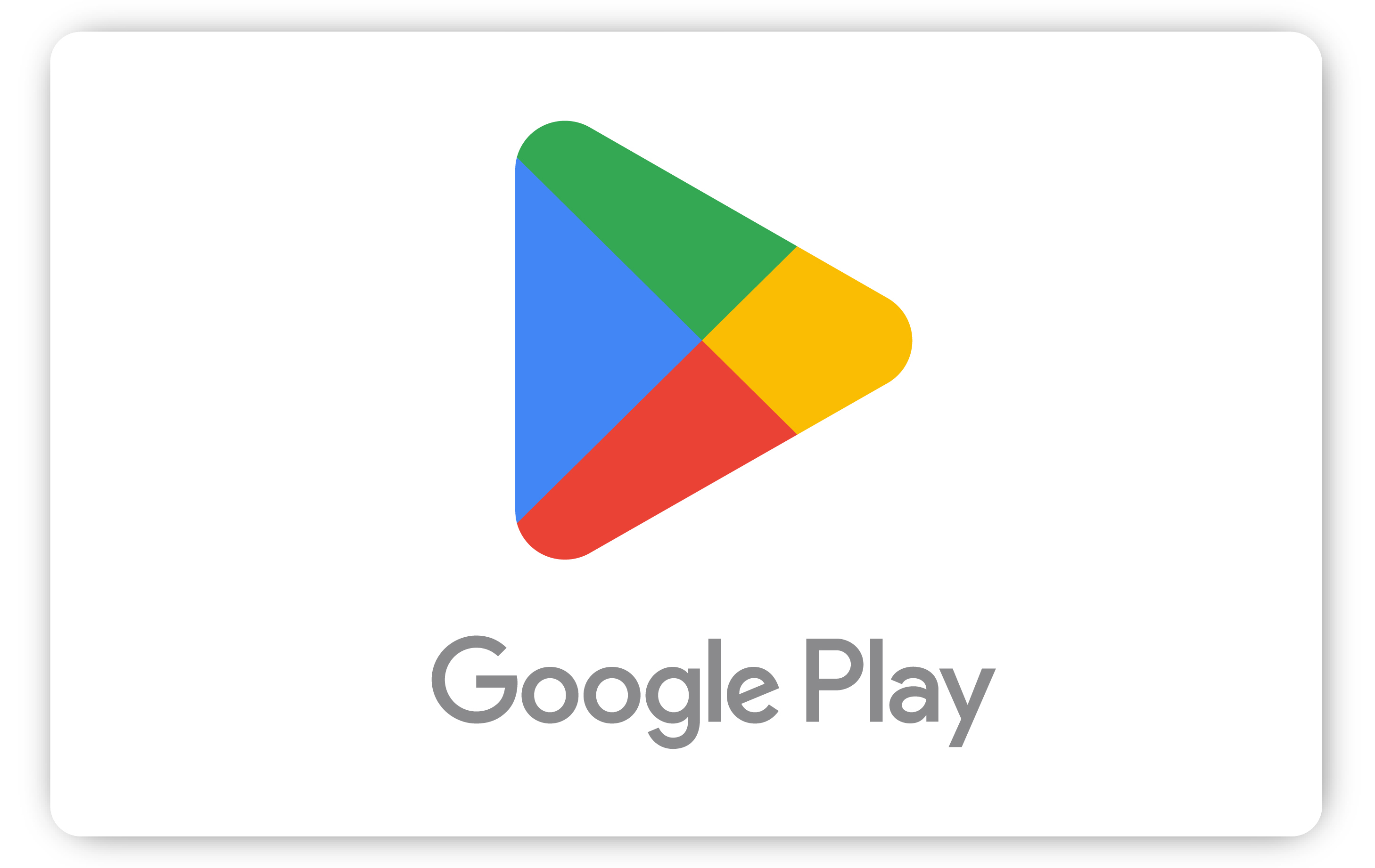 Google Play Logo: Ein farbenfrohes Dreieck aus Rot, Gelb, Blau und Grün. Darunter steht Google Play.