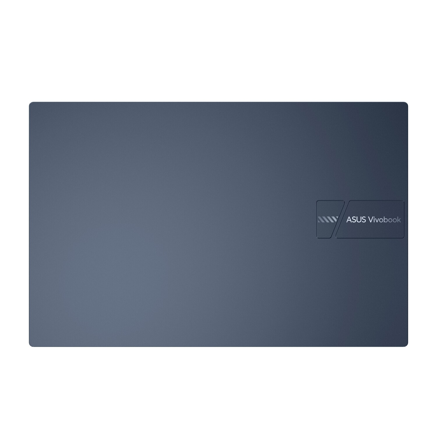 A blue laptop lid with the ASUS Vivobook logo on the right side.