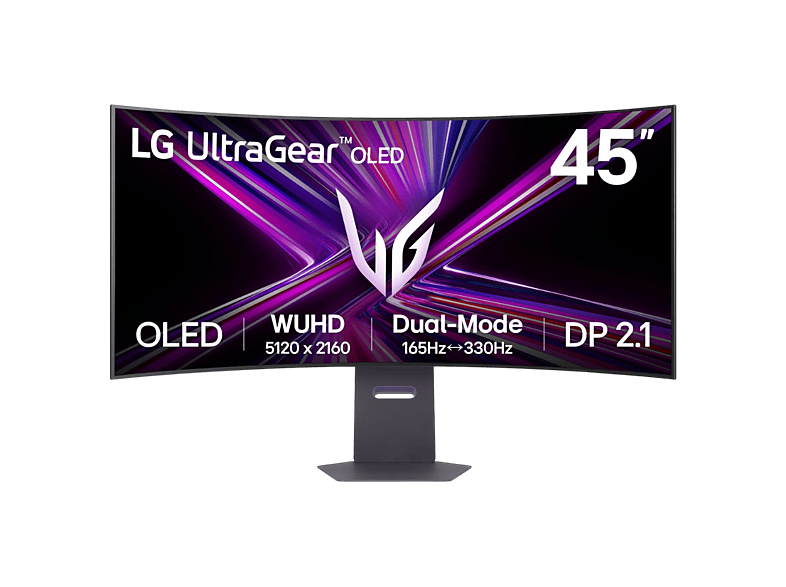 LG ELECTRONICS UltraGear 45GX950A-B 44,5 Zoll Curved Gaming Monitor, WUHD, 0,03 ms Reaktionszeit, 165 Hz, Schwarz