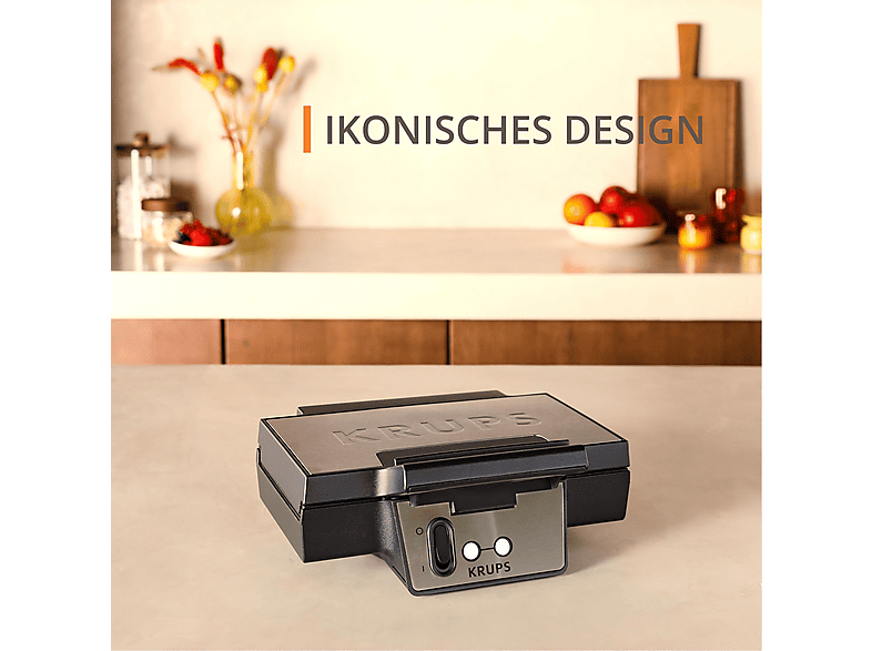 KRUPS FDK261 Iconic Waffeleisen Schwarz/Silber