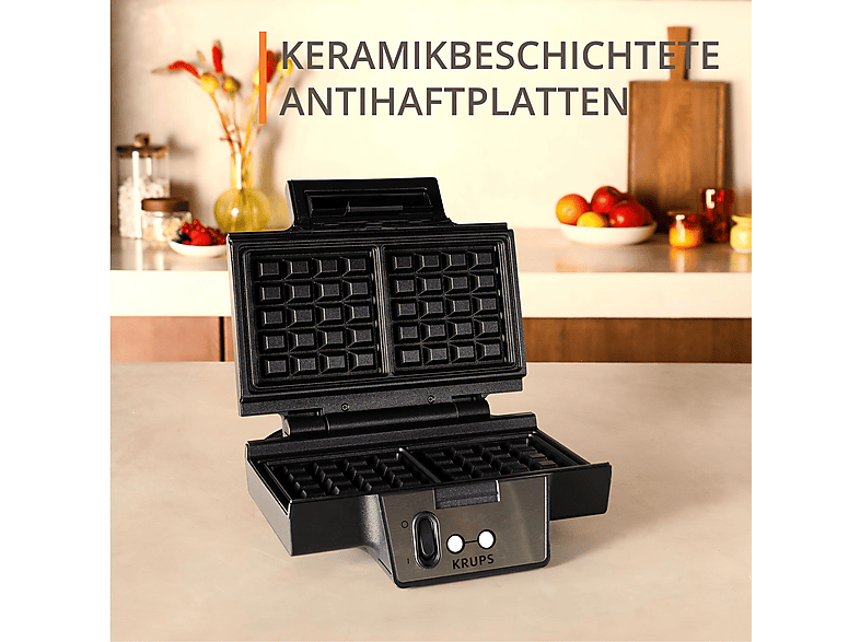KRUPS FDK261 Iconic Waffeleisen Schwarz/Silber